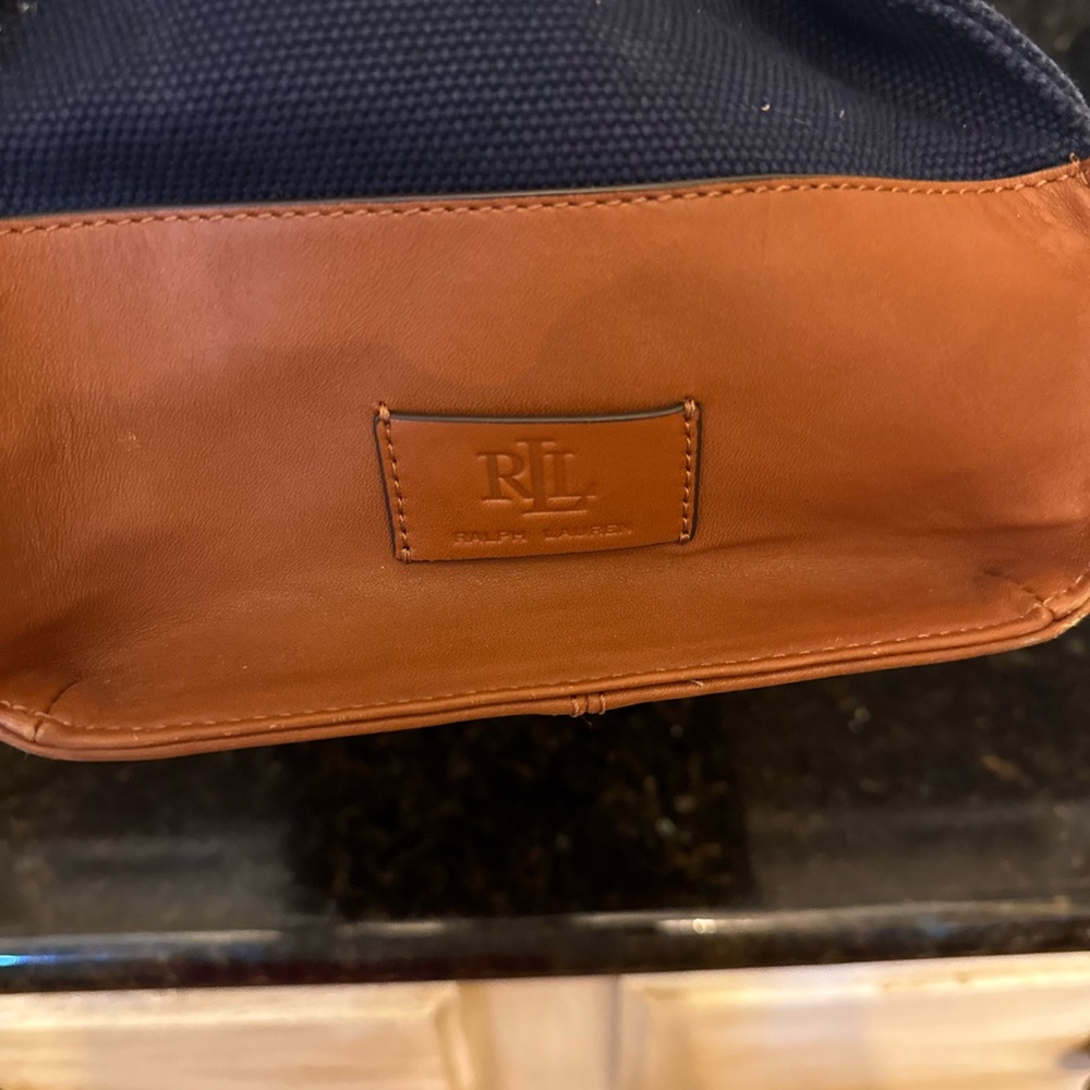 Ralph Lauren Navy and Brown Canvas Tote - Picture 2 of 6